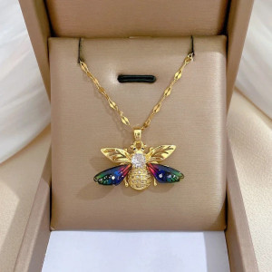 Collana Ape Ali d'Aurora - Dorata & Multicolore - Gioiello Unico!