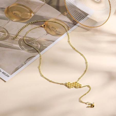 Collana Ape Nettare Dorato - Design Nido d'Ape & Ciondolo!
