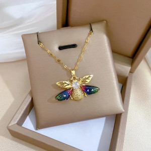 Collana Ape Ali d'Aurora - Dorata & Multicolore - Gioiello Unico!