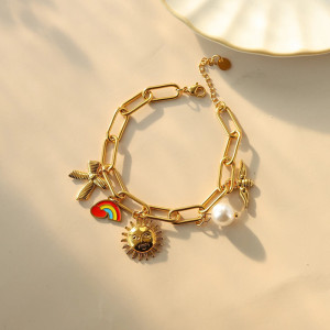 Bracciale Ape con Charms Solari | Gioiello Dorato Simbolico