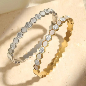 Bracciale Nido d'Ape Chic – Dorato o Argentato, Perla & Cristalli