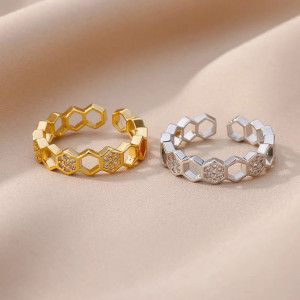Anello Ape Alveare Scintillante: Anello Traforato Oro o Argento