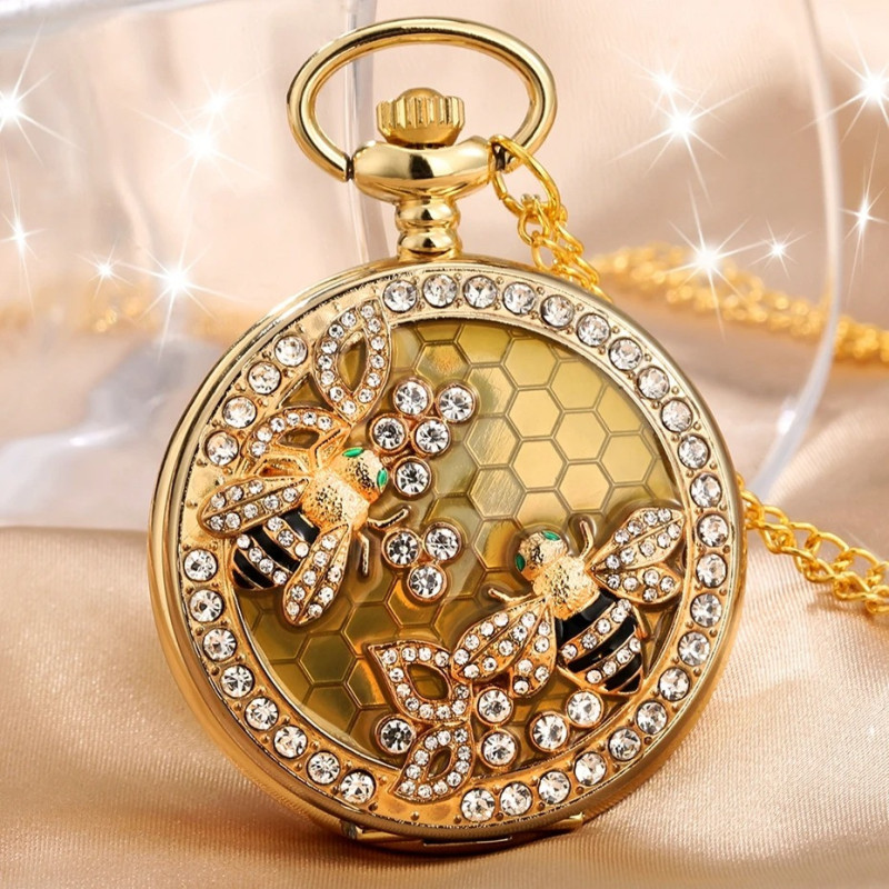 Orologio Ape Regina da Tasca | Gioiello Dorato con Strass