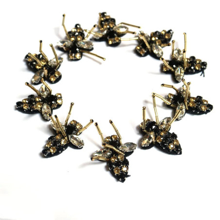 Set 10 Toppe Ape con Strass - Perline Dorate per DIY & Cucito!