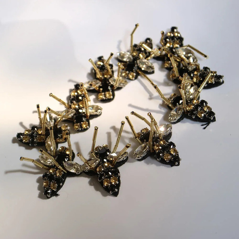 Set 10 Toppe Ape con Strass - Perline Dorate per DIY & Cucito!