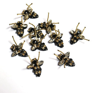 Set 10 Toppe Ape con Strass - Perline Dorate per DIY & Cucito!