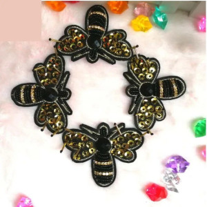 Toppa Ape Ricamata Dorata con Strass - Accessorio Fai da Te!