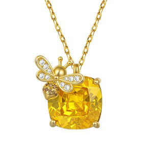 Collana Ape "Splendore di Miele Dorato" con Cristallo Giallo