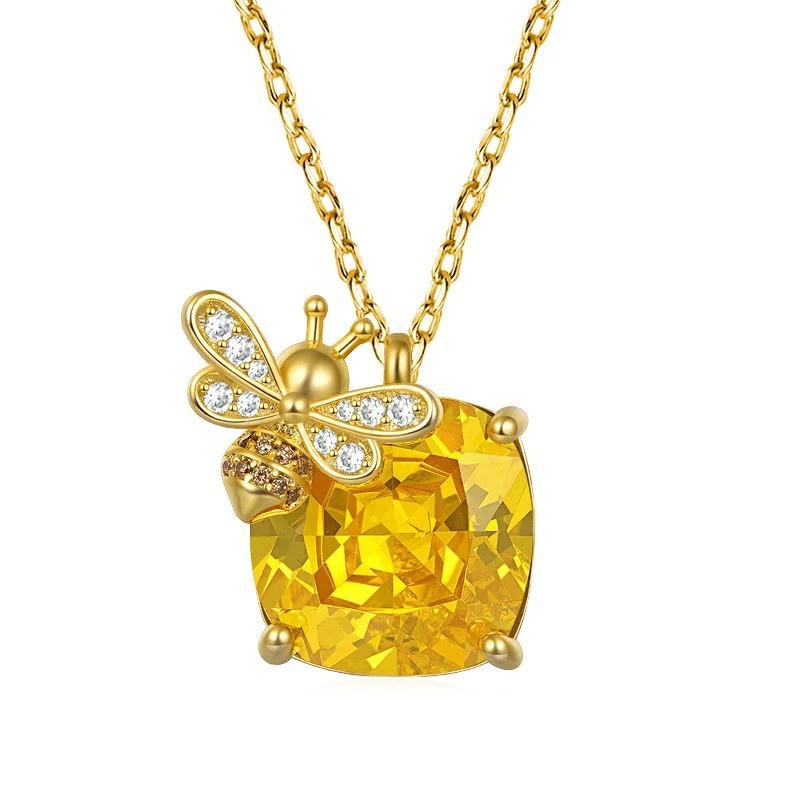 Collana Ape "Splendore di Miele Dorato" con Cristallo Giallo