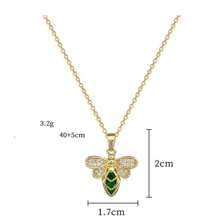 Collana Ape Dorata Verde Smeraldo - Gioiello Luminoso!