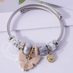 Bracciale Farfalla con Perle e Cristalli | Idea Regalo Donna