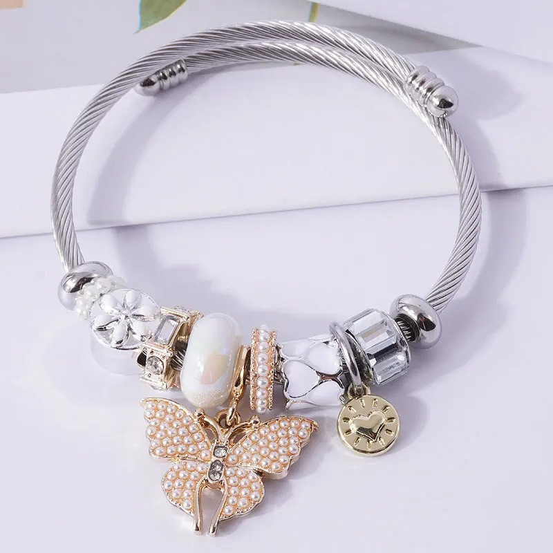 Bracciale Farfalla con Perle e Cristalli | Idea Regalo Donna