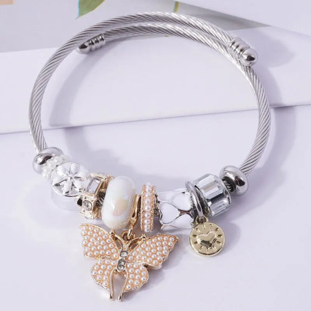 Bracciale Farfalla con Perle e Cristalli | Idea Regalo Donna