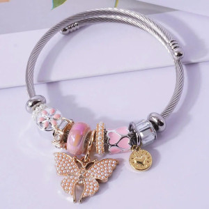 Bracciale Farfalla con Perle e Cristalli | Idea Regalo Donna
