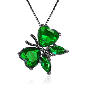Collana Farfalla Smeraldo Notturno | Gioiello Nero & Verde