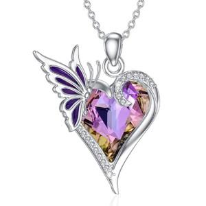 Collana Farfalla Cuore Ametista | Gioiello Viola & Cristallo!