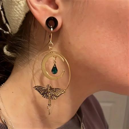 Orecchini Farfalla Luna Smeraldo - Gioielli Eleganti e Mistici!