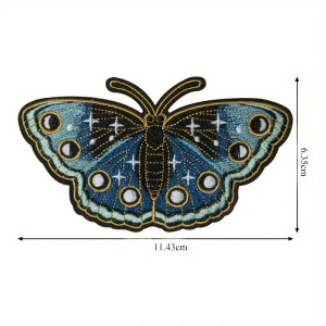Toppa Ricamata Farfalla Blu Zaffiro | Patch Termoadesiva Unica