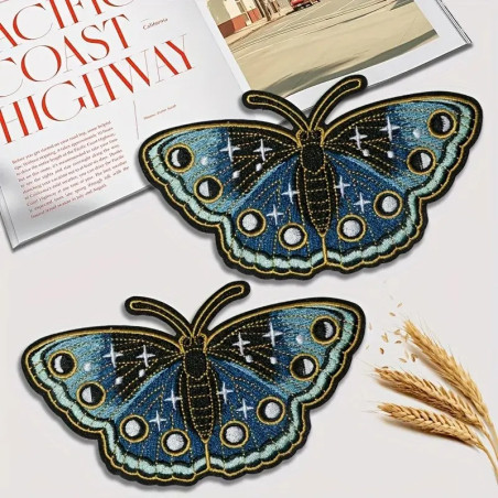 Toppa Ricamata Farfalla Blu Zaffiro | Patch Termoadesiva Unica