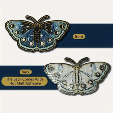 Toppa Ricamata Farfalla Blu Zaffiro | Patch Termoadesiva Unica