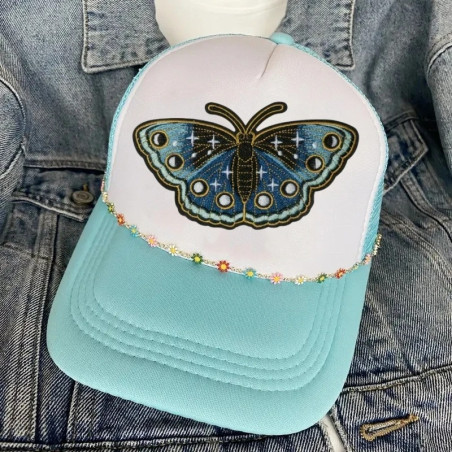 Toppa Ricamata Farfalla Blu Zaffiro | Patch Termoadesiva Unica