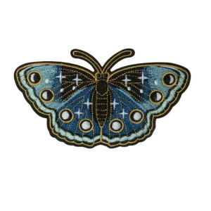 Toppa Ricamata Farfalla Blu Zaffiro | Patch Termoadesiva Unica