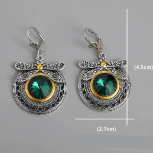 Orecchini Libellula Smeraldo - Gioiello Unico Stile Vintage