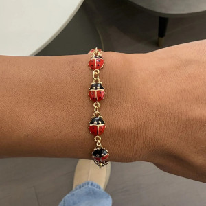 Bracciale Coccinella Portafortuna - Gioiello Dorato da Donna!