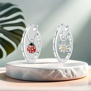 Orecchini Coccinella & Margherita Argento 925 | Gioielli Donna