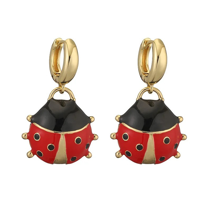 Orecchini Coccinella Dorati Smaltati | Idea Regalo Originale