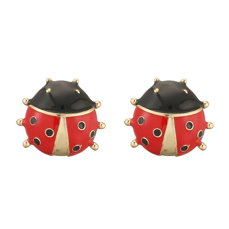 Orecchini Coccinella Discreti - A Lobo Rossi, Neri & Dorati!