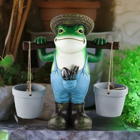 Statuetta Rana Giardiniera | Decorazione Originale da Giardino