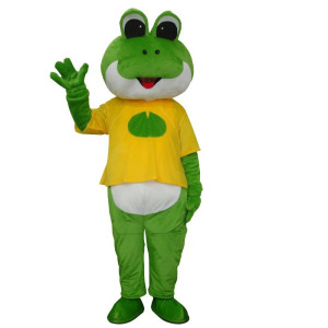 Mascotte Rana Cra Foglia Gioiosa - Costume Verde con T-shirt Gialla!