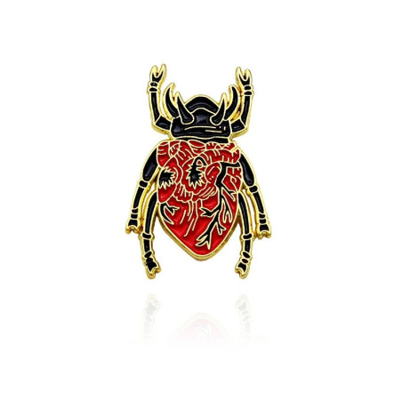 Spilla Scarabeo "Cuore & Mente" - Cervello & Cuore Anatomico