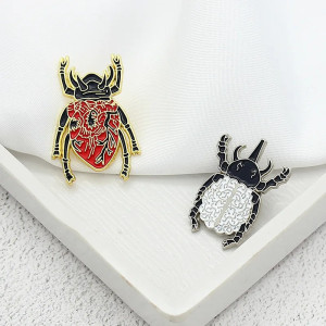 Spilla Scarabeo "Cuore & Mente" - Cervello & Cuore Anatomico