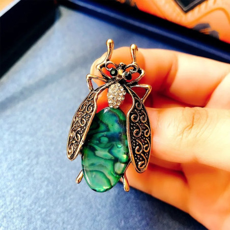 Spilla Scarabeo Smeraldo Barocco | Gioiello Unico Donna