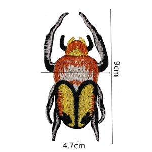 Patch Scarabeo "Fiamma Dorata" Ricamata - Toppa Dorata 9x4.7 cm