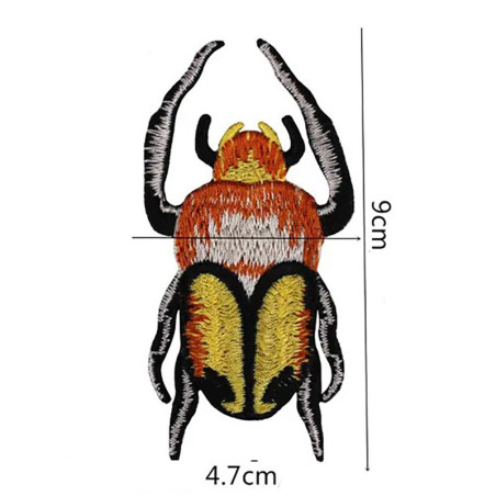 Patch Scarabeo "Fiamma Dorata" Ricamata - Toppa Dorata 9x4.7 cm