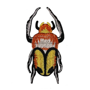 Patch Scarabeo "Fiamma Dorata" Ricamata - Toppa Dorata 9x4.7 cm