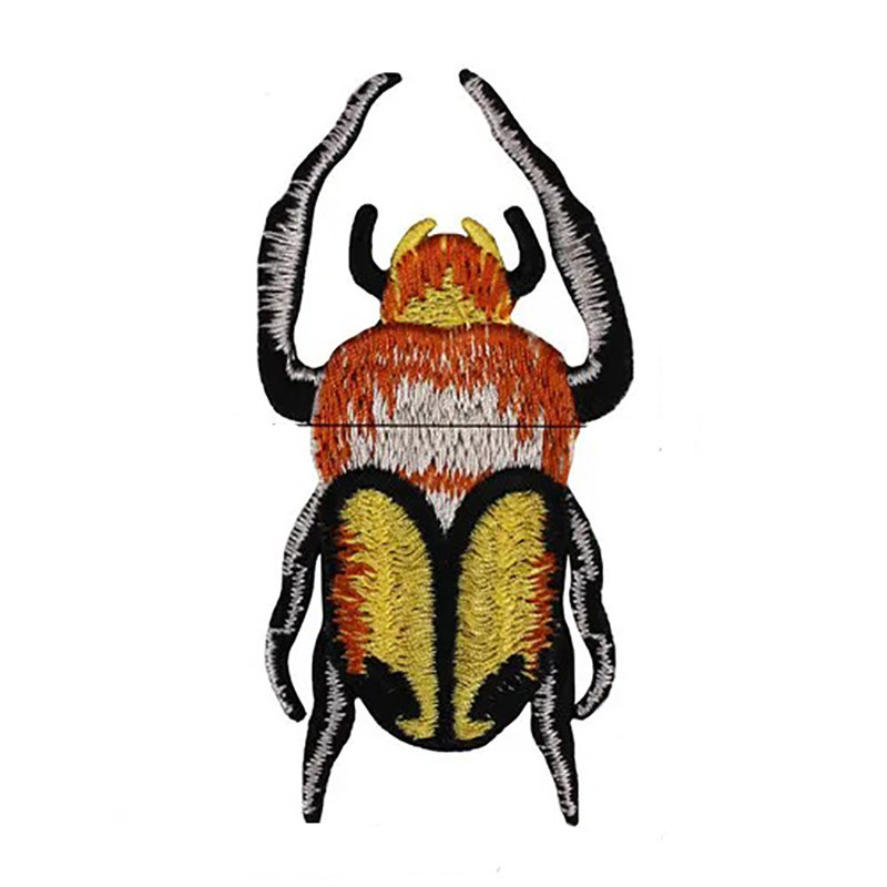 Patch Scarabeo "Fiamma Dorata" Ricamata - Toppa Dorata 9x4.7 cm