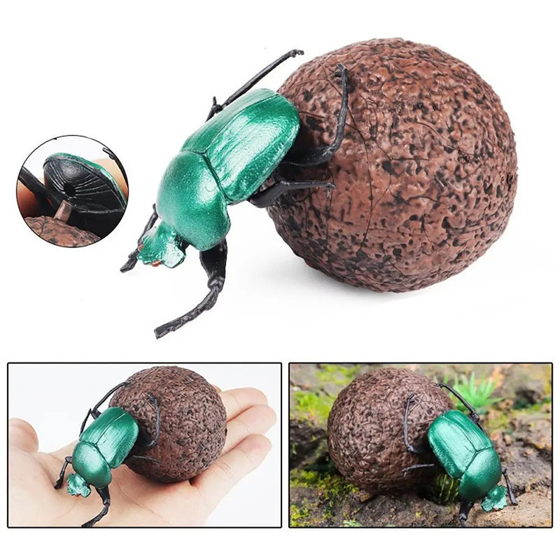Statuetta Scarabeo Stercorario Smeraldo - Insetto Realistico