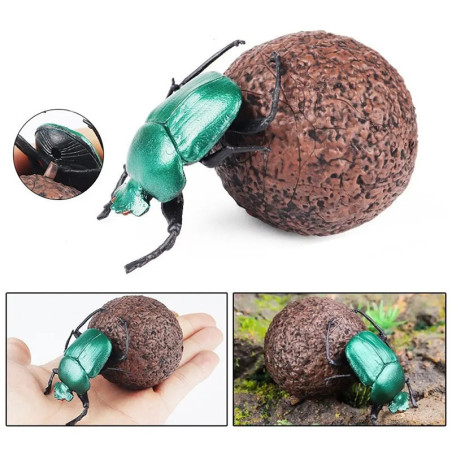 Statuetta Scarabeo Stercorario Smeraldo - Insetto Realistico