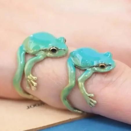 très beblle Bague Grenouille Reflet Aquatique