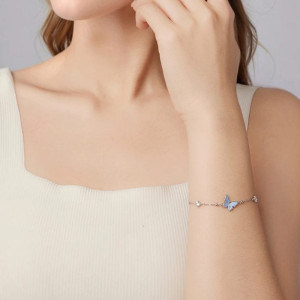 vue portée Bracelet Papillon Éclat Azur Argent Sterling 925