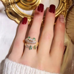 Bague Grenouille et Pierre Verte 'Saut Éclatant'