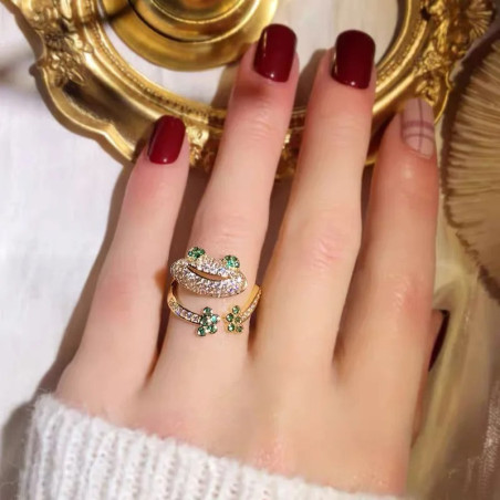 Bague Grenouille et Pierre Verte 'Saut Éclatant'