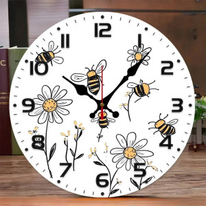 Horloge Abeille Marguerites Rustiques Dorées