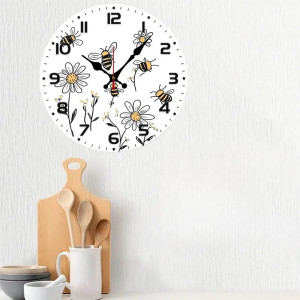Magnifique Horloge Abeille Marguerites Rustiques Dorées