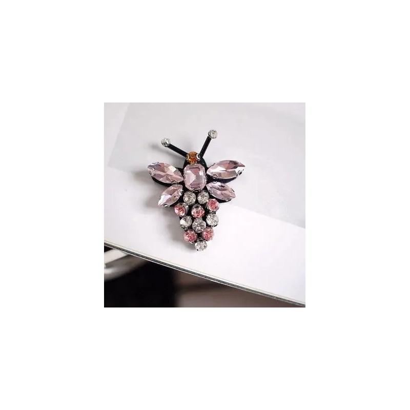 Broche Abeille Quartz Rosé Étincelant