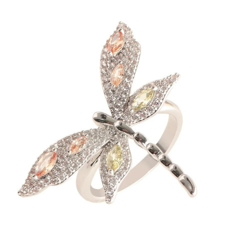 Anello Libellula e Farfalla Argento 925 'Giardino Scintillante'